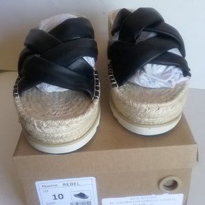 Oasis Society Zion Woven Platform Espadrille "Rebel" Black Sandals Size 10
